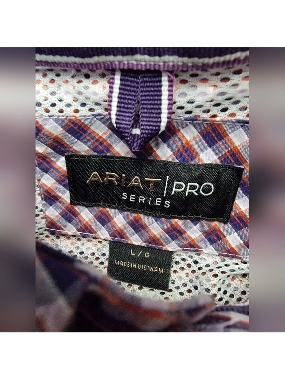Ariat Pro Series Shirt Short Sleeve Men Large Red Plaid Cotton Poly Rodeo Work - Picture 2 of 12
